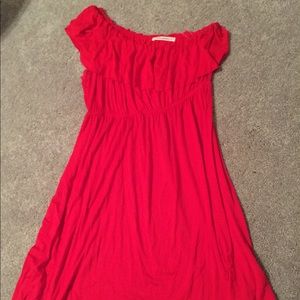 One shoulder red summer dress